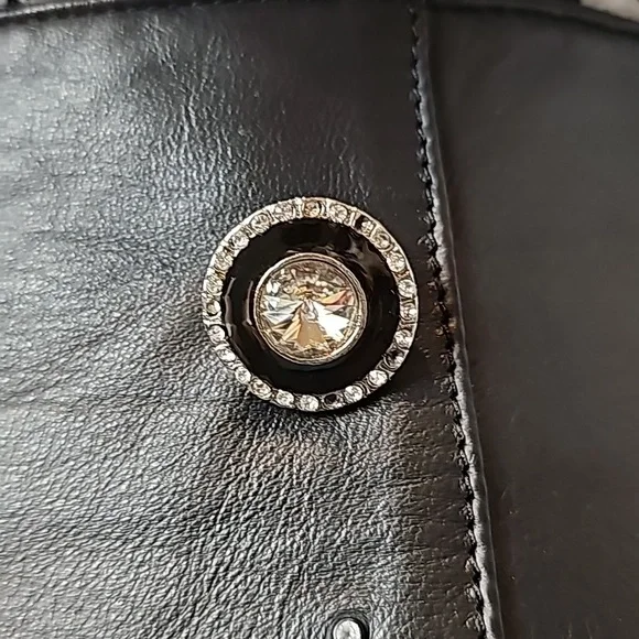 NWT YING DAK RHINESTONE 100% BLACK LEATHER LINED MAXI SKIRT - Picture 2 of 16